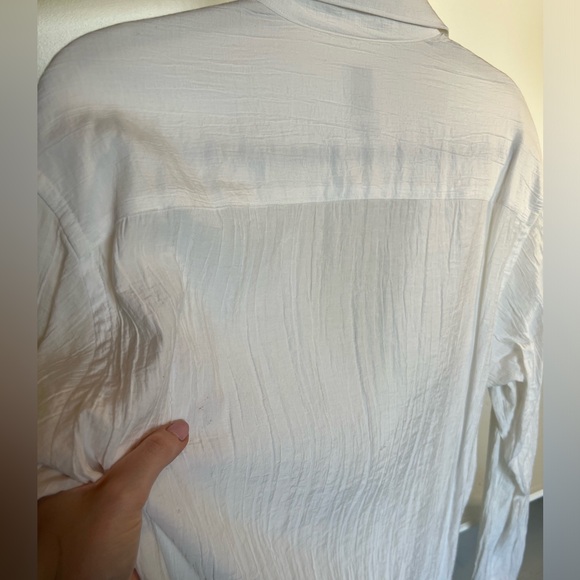 Zara White Wrinkle Pleated Button Down Shirt - XL - Picture 7 of 7